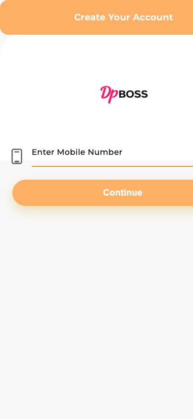 DP Boss app create account screen